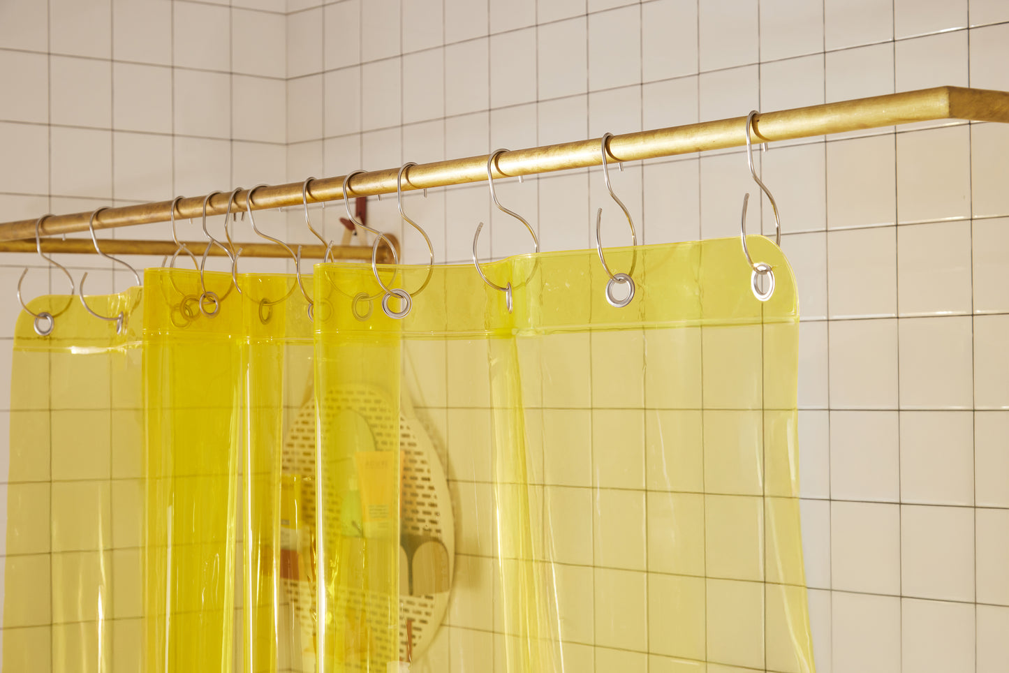 Top hem of Sunny Sun Shower with nickel grommets and Stainless Steel S hooks