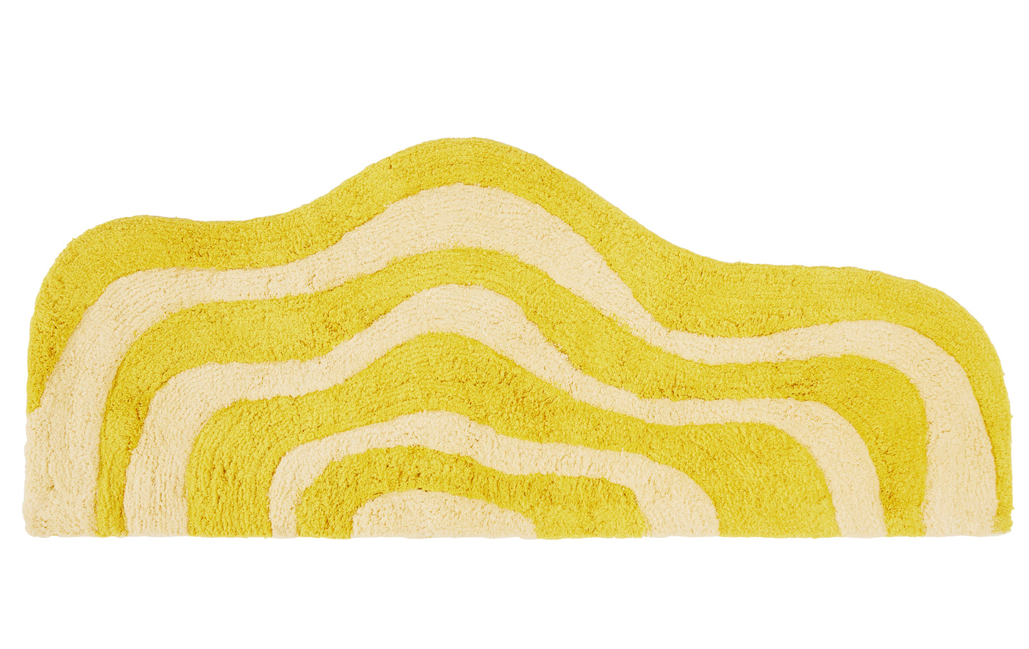 yellow runner length bath rug on white background