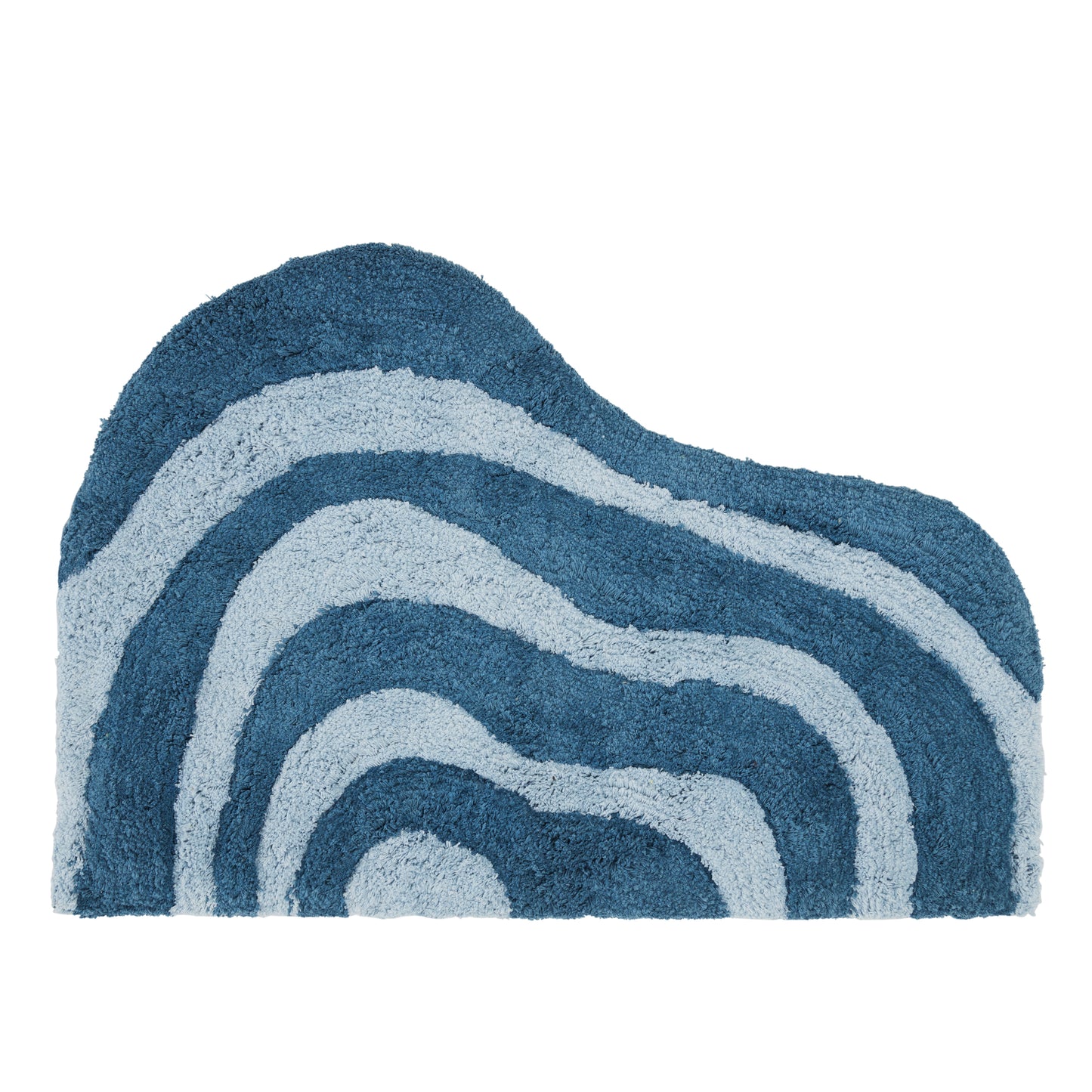 blue wavy rug on white background