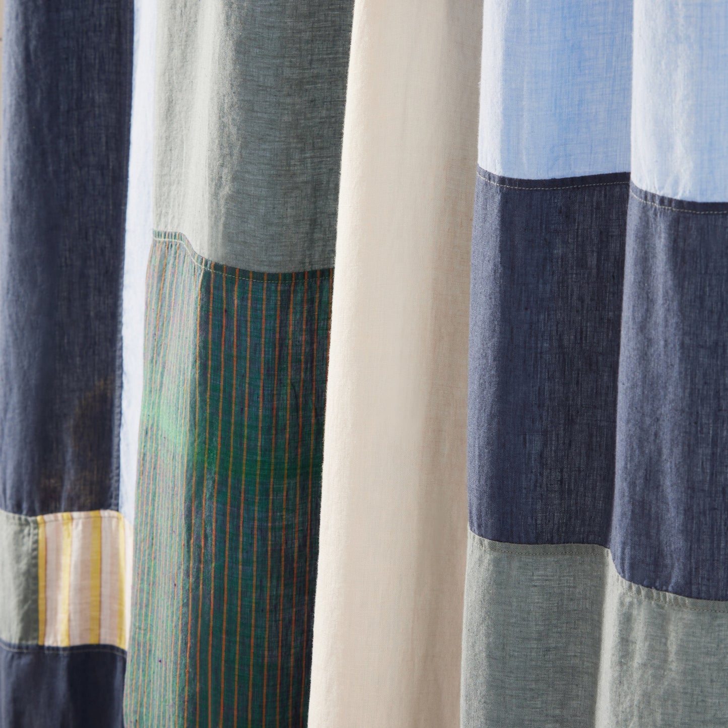 End Bits Linen Shower Curtain in Atlantic