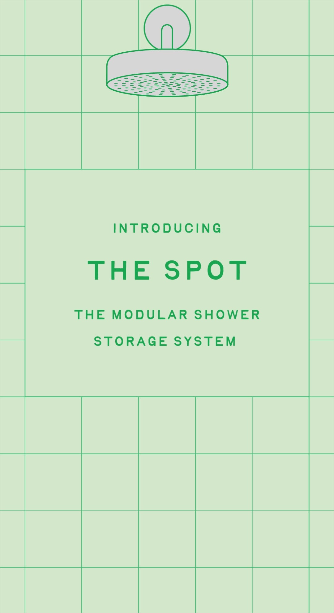 Video illustration of The Spot in "night ride" hanging from a shower head on a tiled wall with the baskets and components showing modularity.