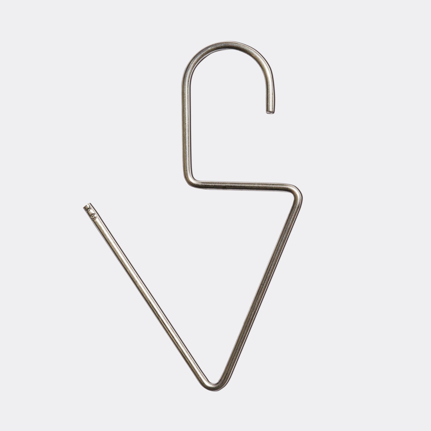 silver shower curtain hook in a v shape