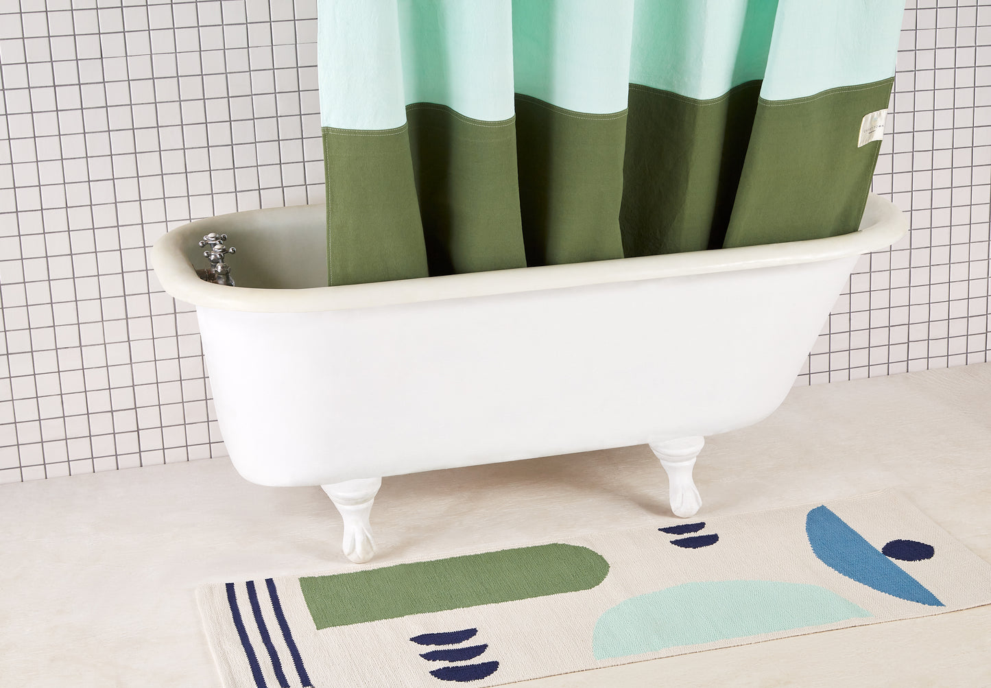 Arco High Bath Rug runner flat on the bathroom floor