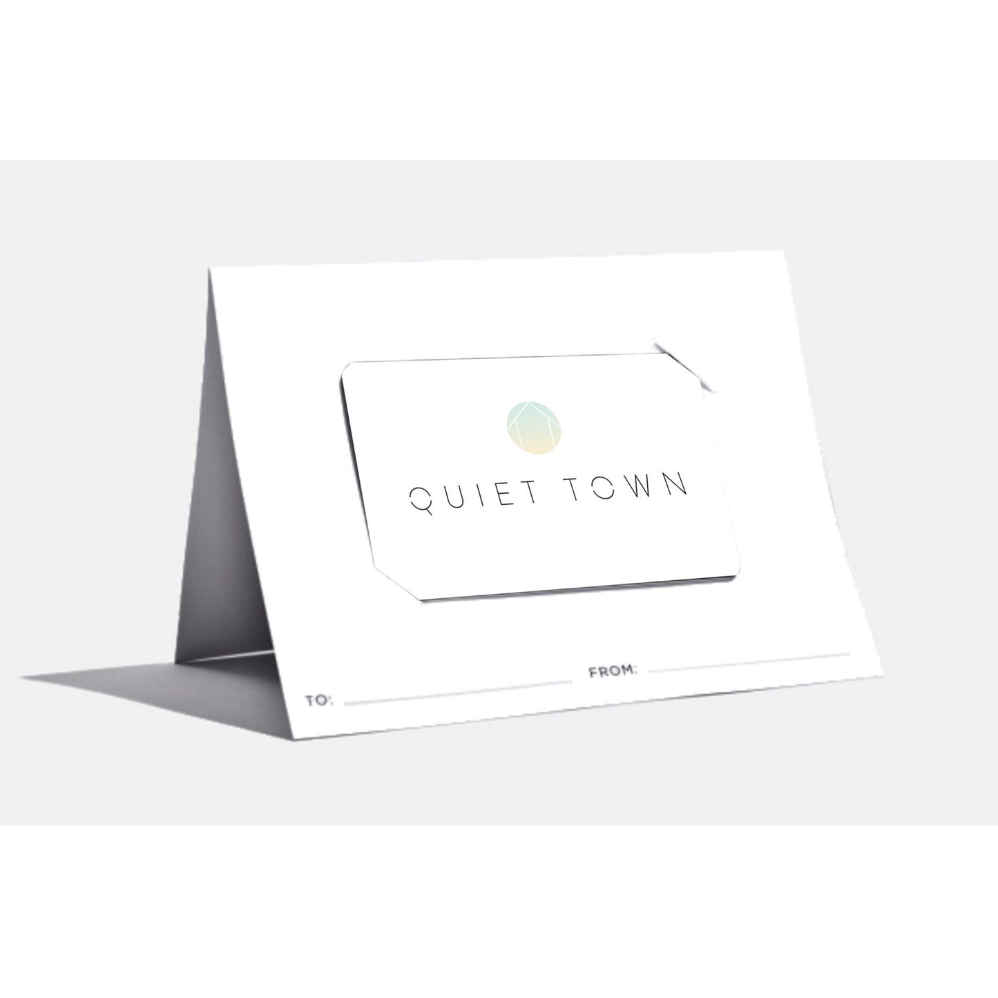 Quiet Town Gift Card on gift card holder