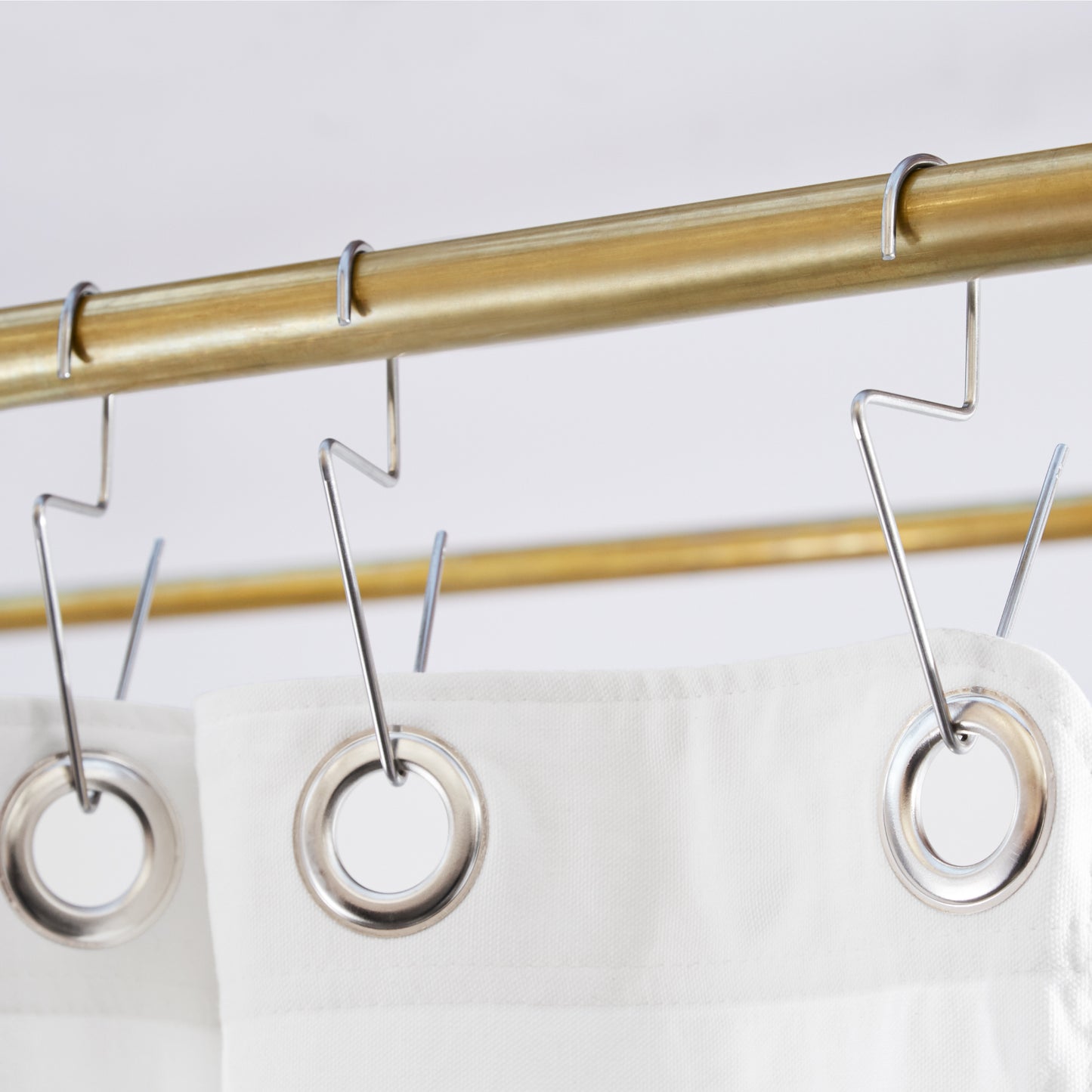 Venice Hook Stainless on curtain rod with shower curtain