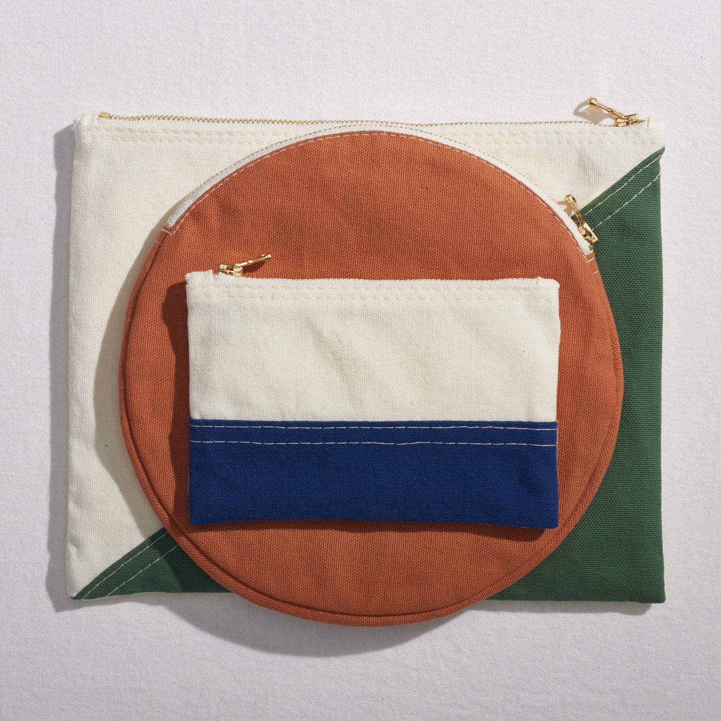 Re:Canvas "Threes" Pouch in Desert stacked