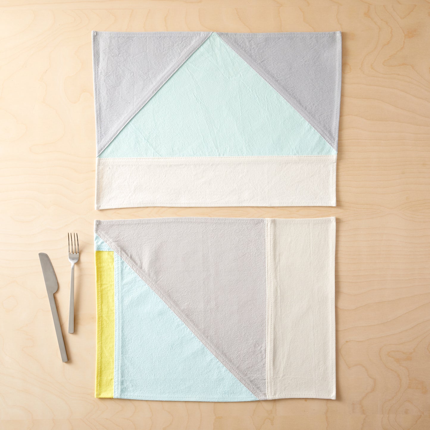 Narlai Mint Placemat flat on table with tableware