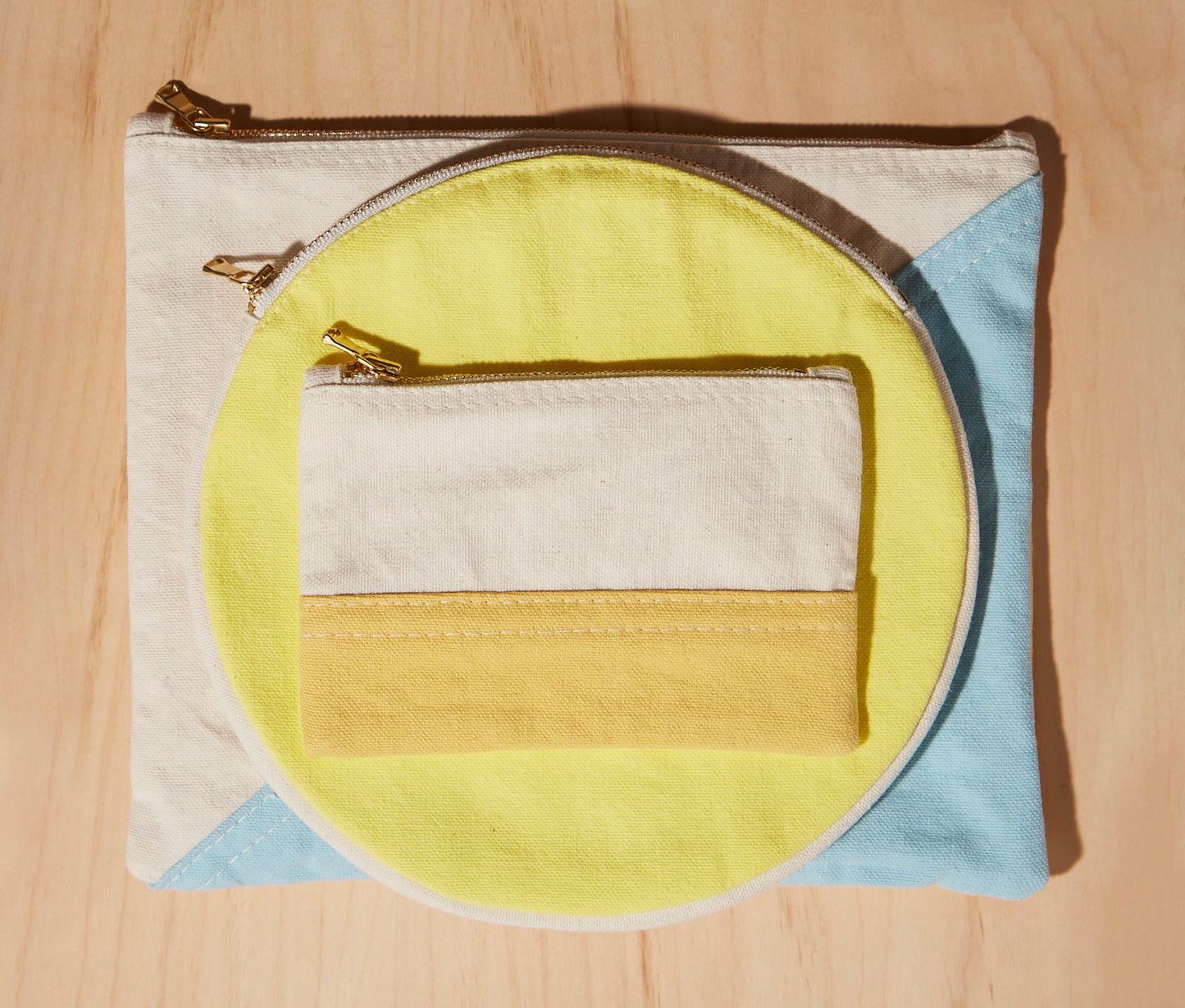 Re:Canvas "Threes" Pouch in Morning Hike stacked