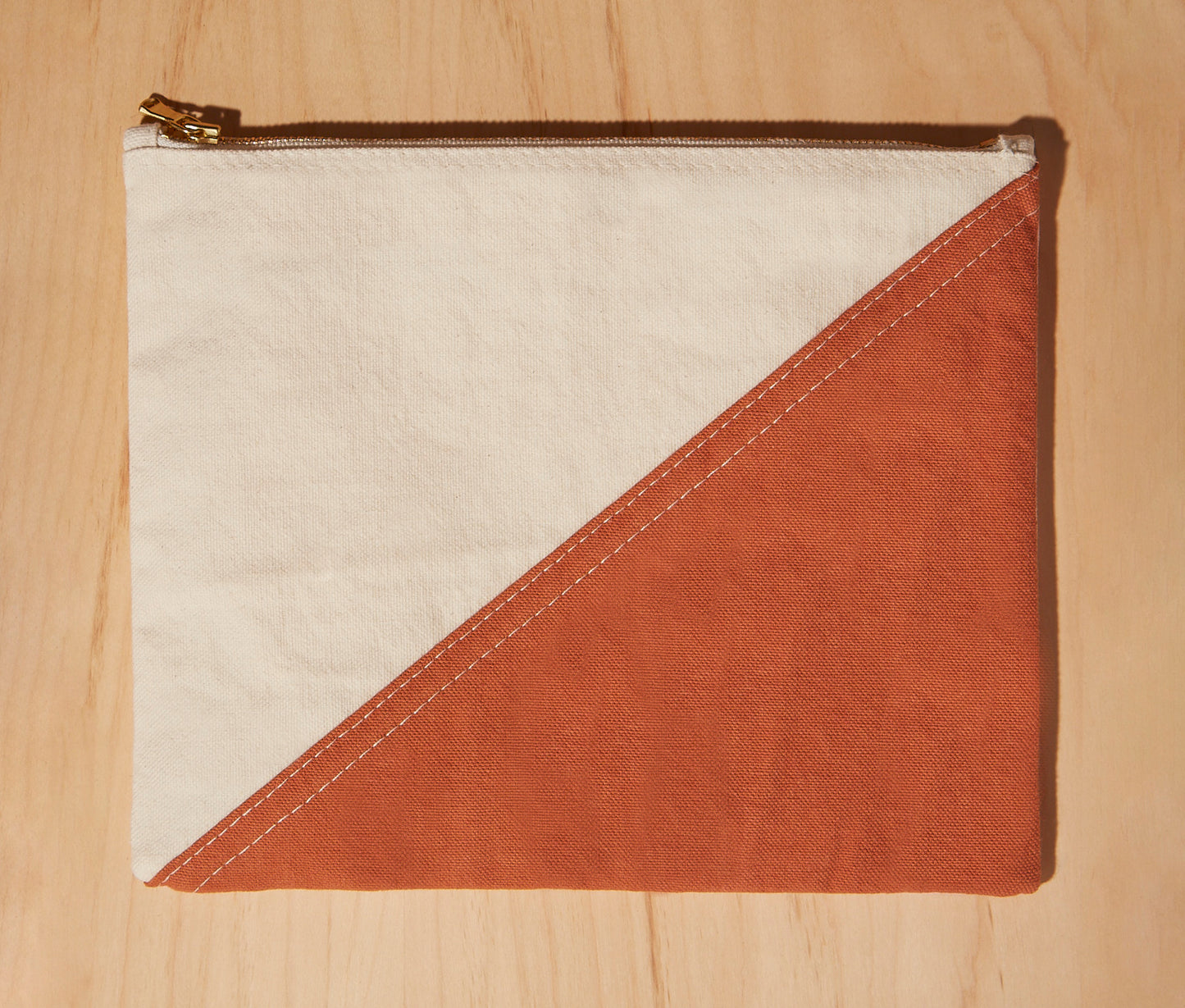 Re:Canvas "Threes" Pouch in Sunset front view of large pouch