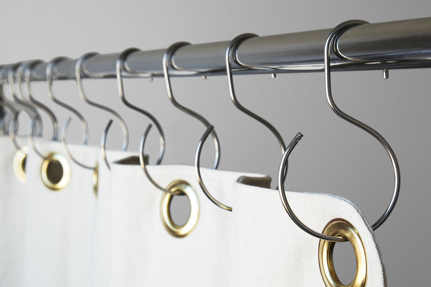 S-Hook Stainless Steel on curtain rod with shower curtain