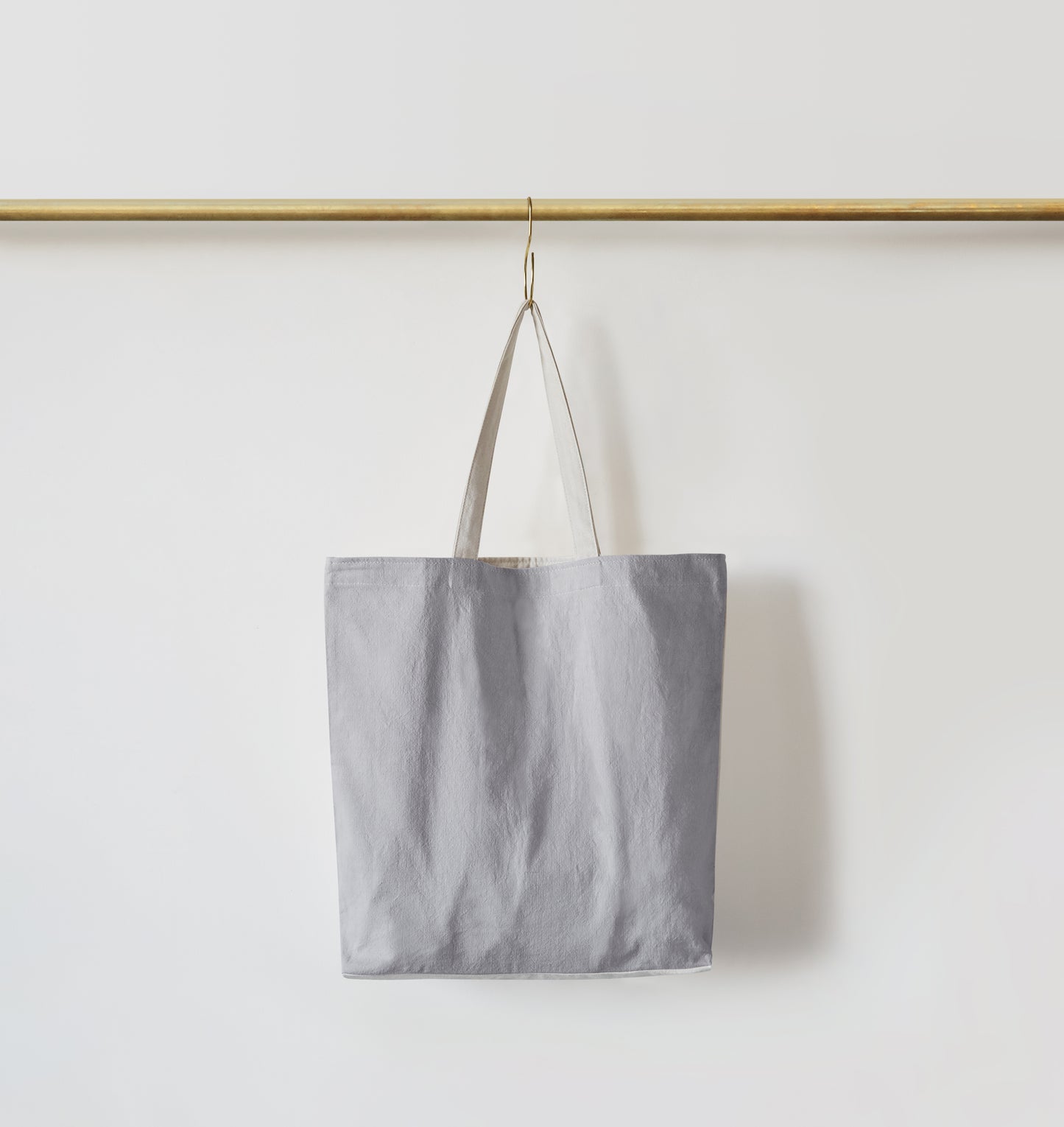 Re:Canvas Tote Driftwood front view hanging on rod