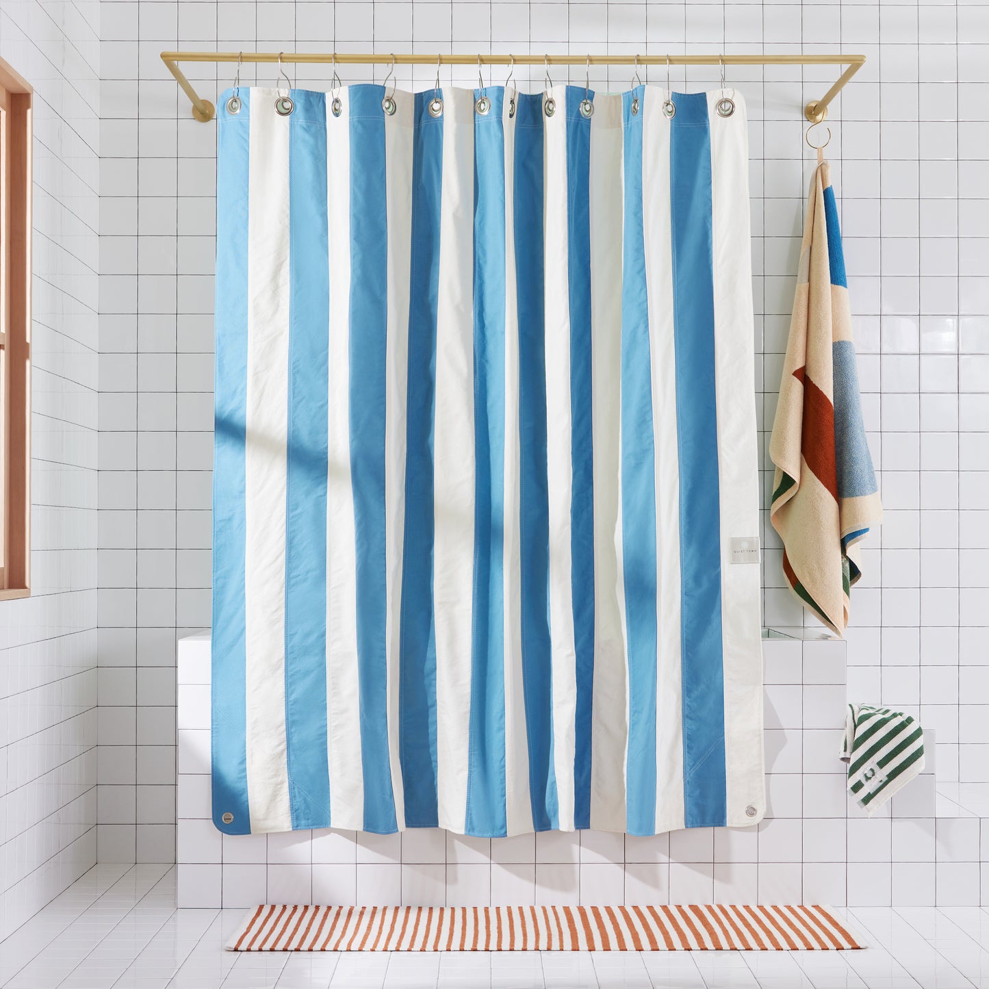 Catalina Atlantic front view of curtain hanging in a bathroom.