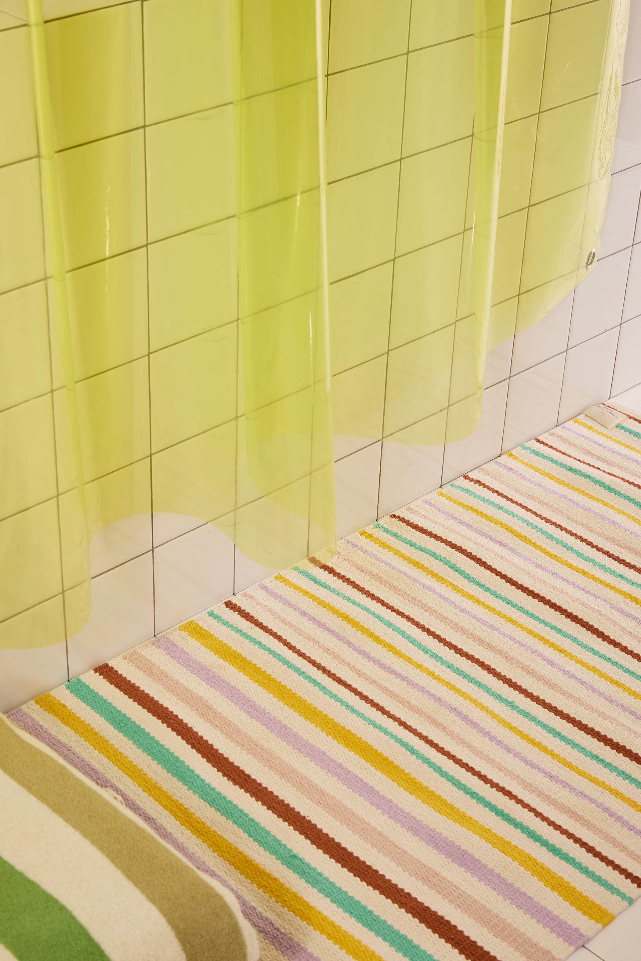 Sun Shower Zap | Yellow Transparent Shower Curtain | Quiet Town