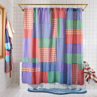 End Bits Linen Shower Curtain in Candy