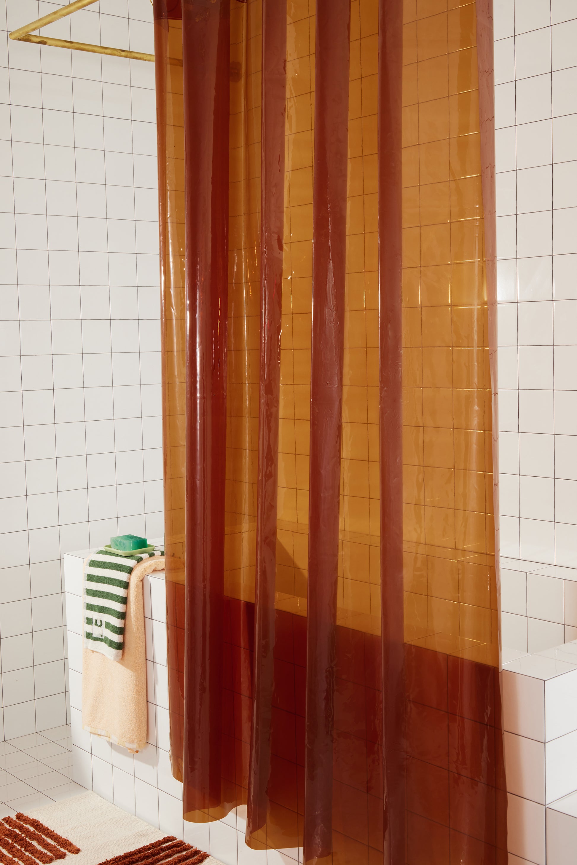 Orient Clay, Orange Canvas Shower Curtain