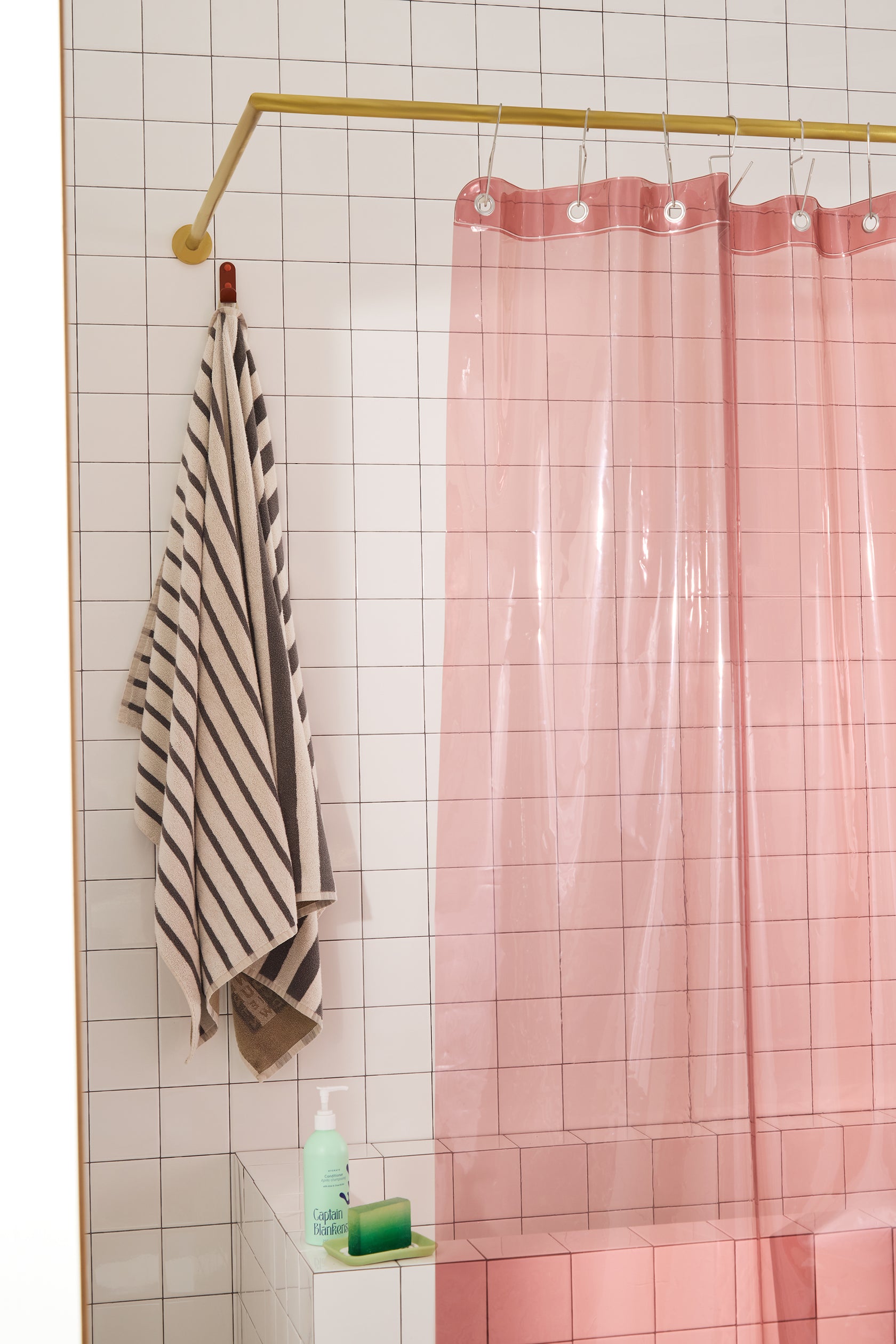 Sun Shower Rose | Pink Clear Shower Curtain | Quiet Town