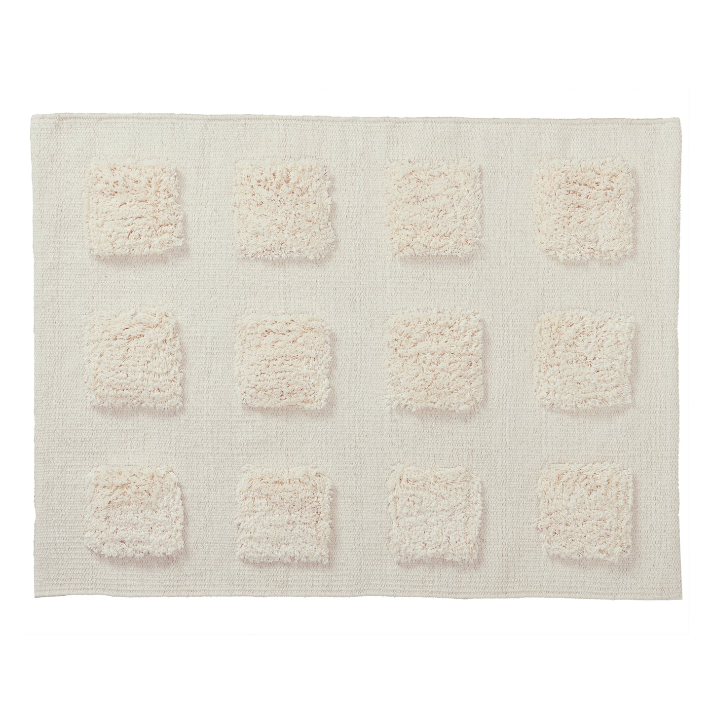cream textured bath rug on a white background. 