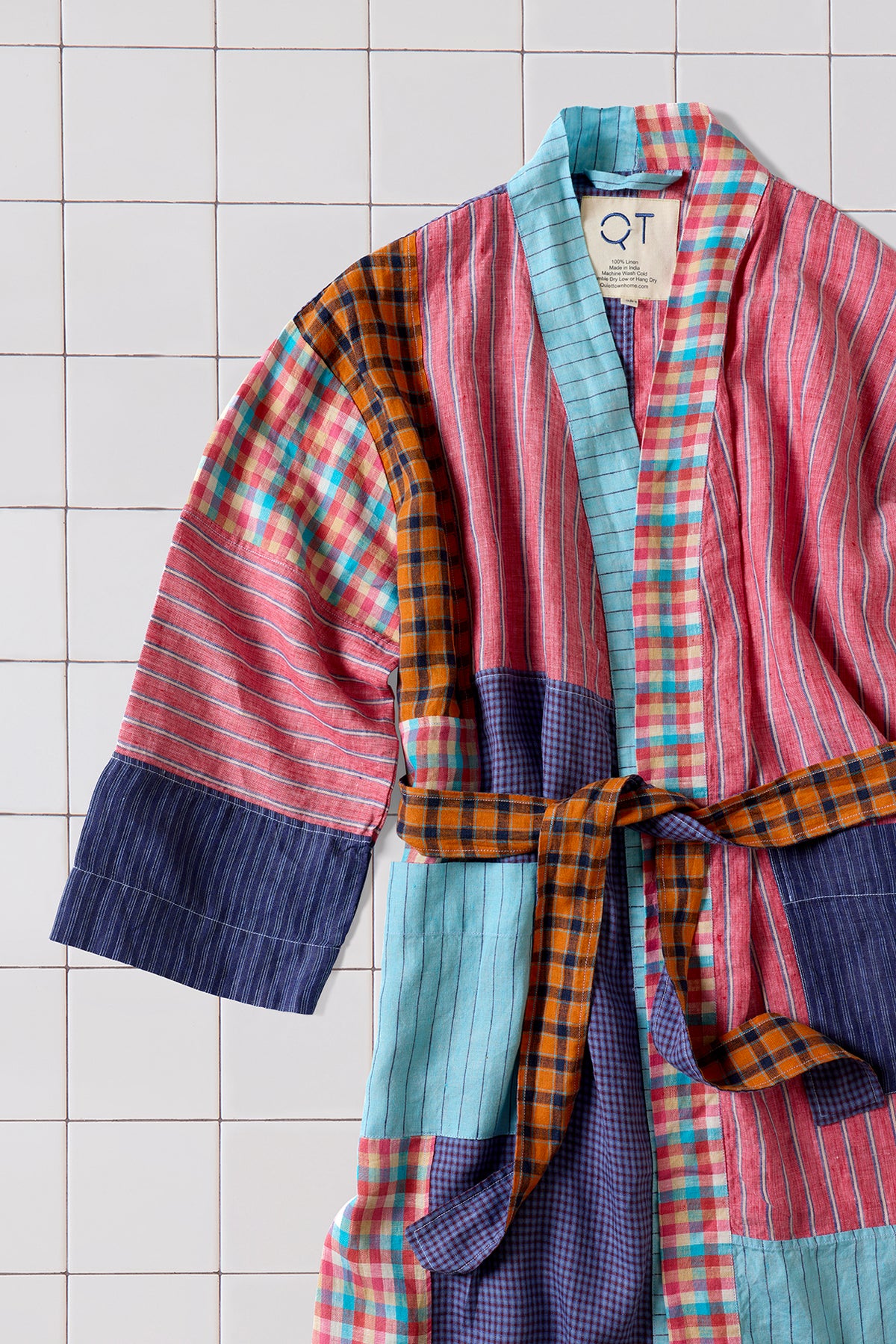 Upcycled Old Robe Linen Bathrobe | End Bits Candy Upcycled Robe | Quiet Town