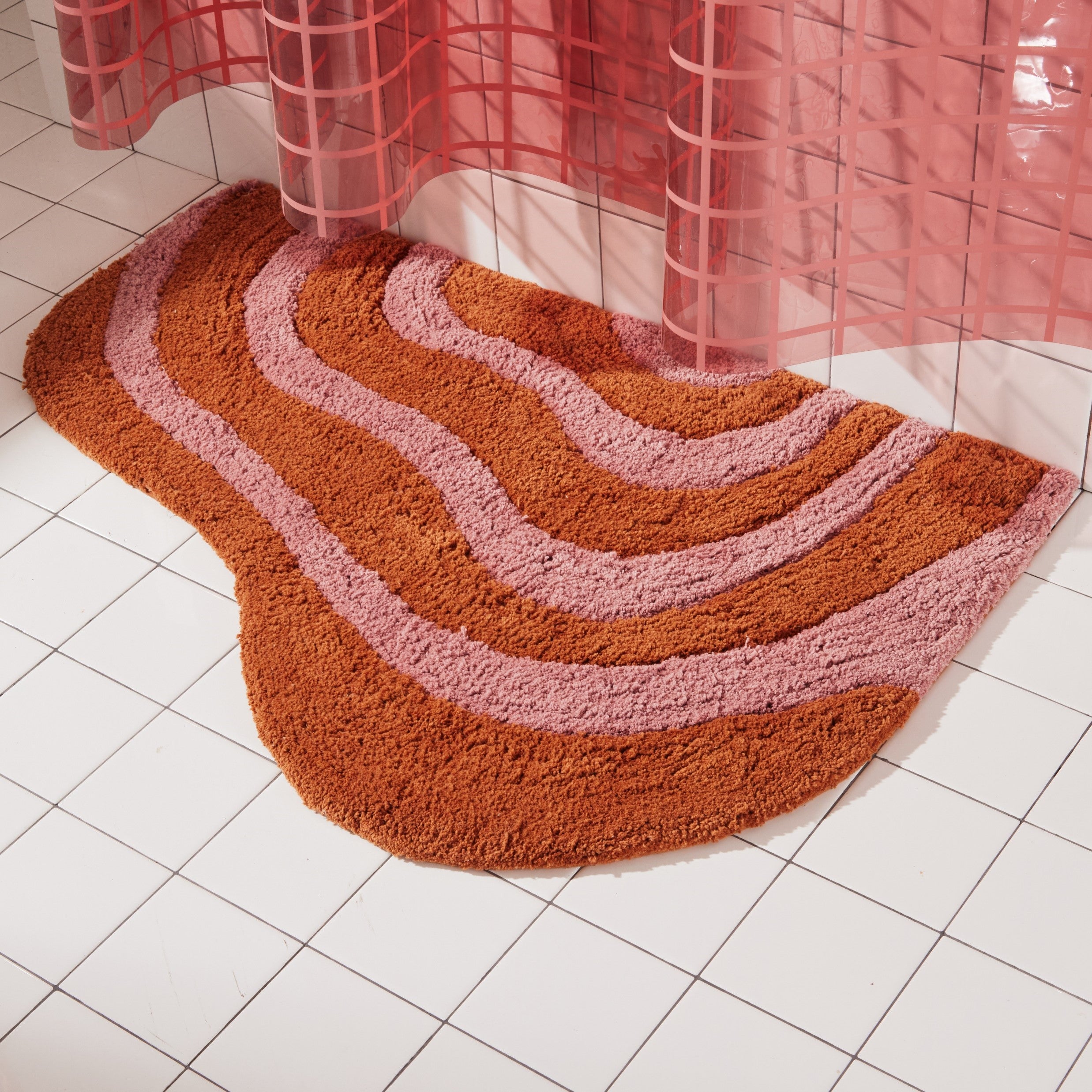 Cold Town Rug Lost Coast Holiday | Pink Cotton Bath Rug | Quiet Town