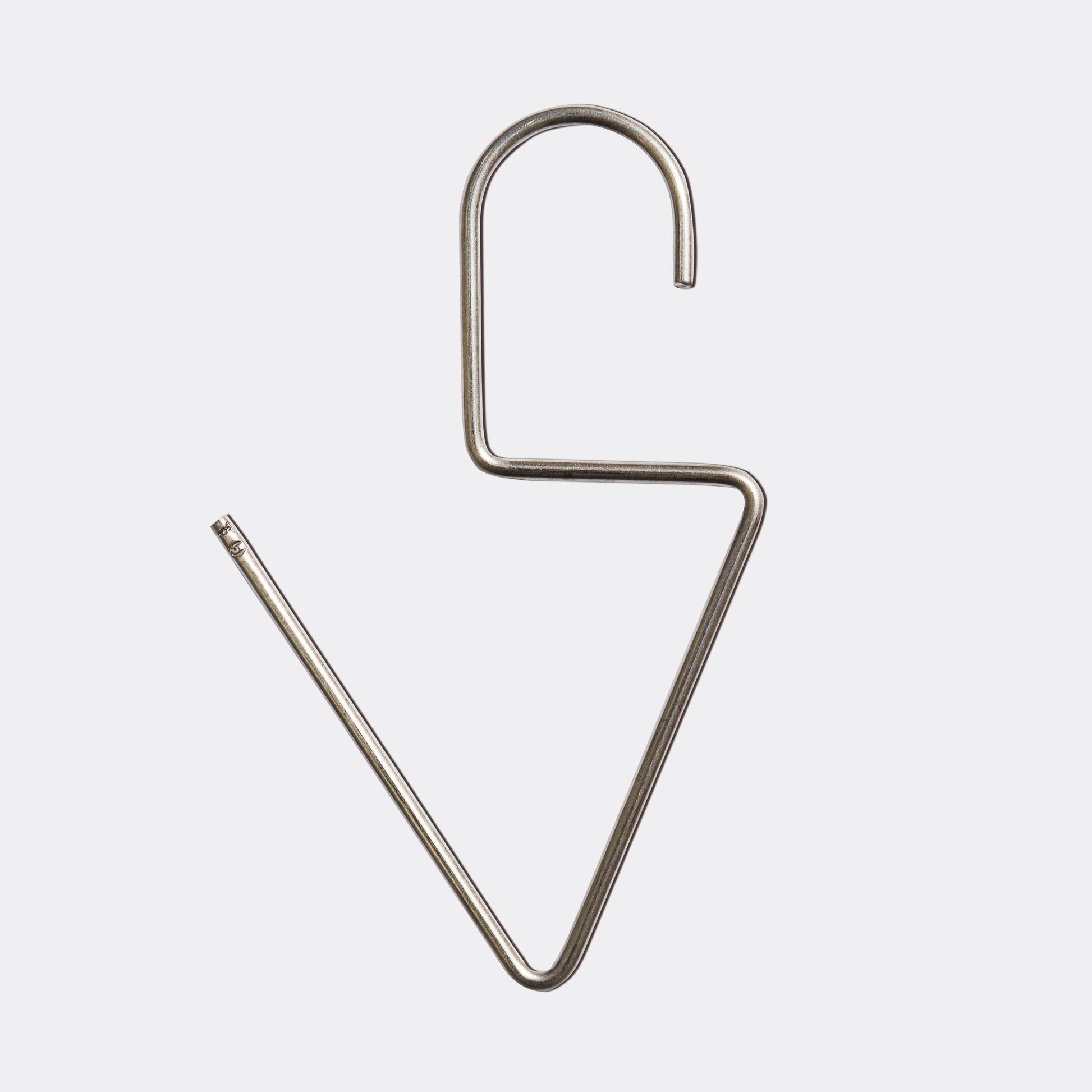 silver shower curtain hook in a v shape