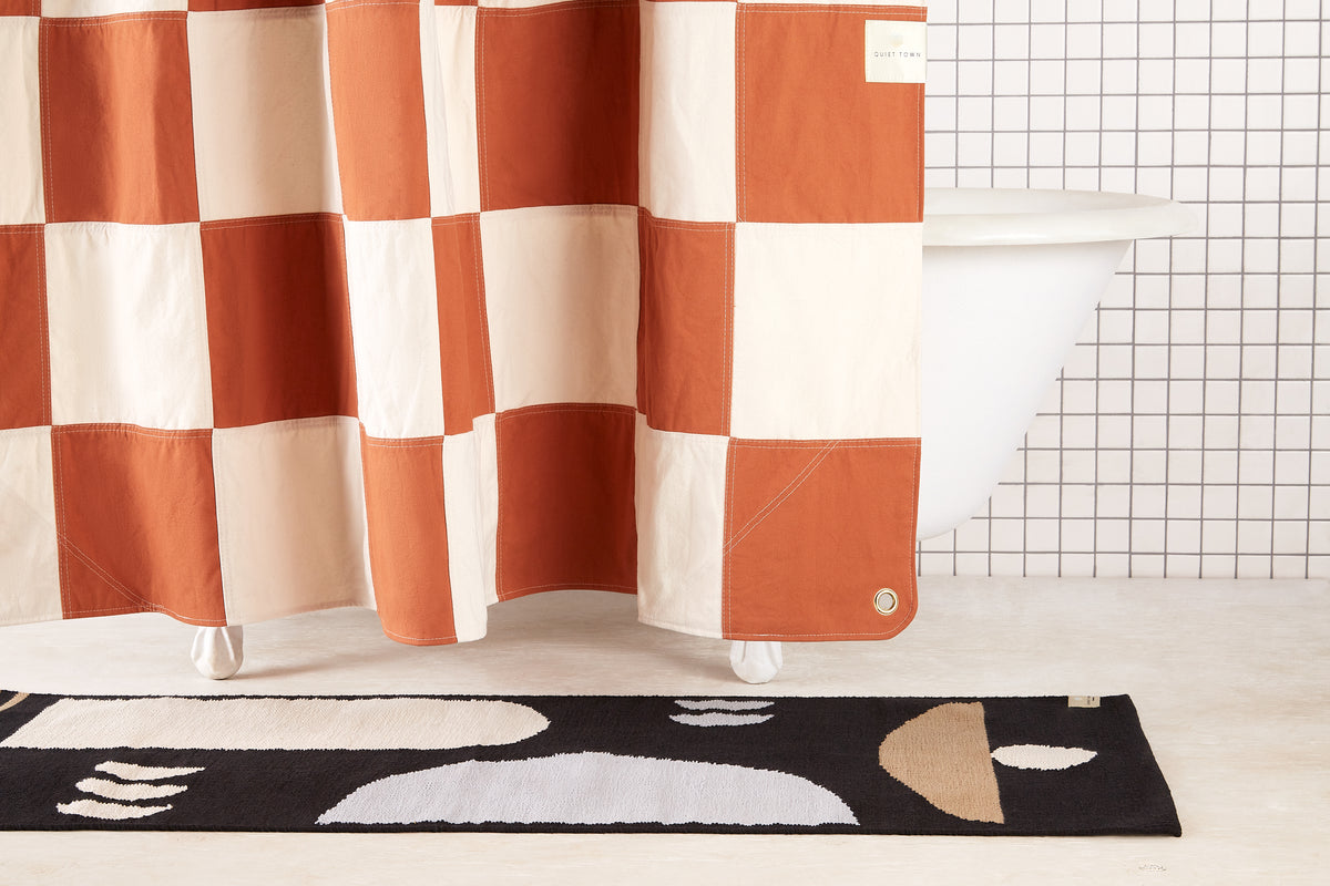 Checker Clay | Upcycled Shower Curtain | Quiet Town
