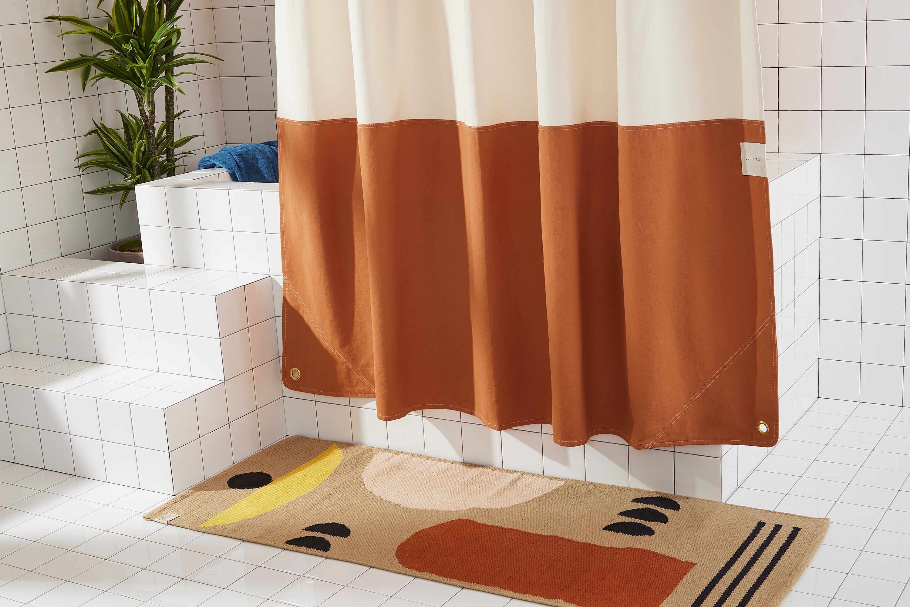 Orange and best sale grey shower curtain