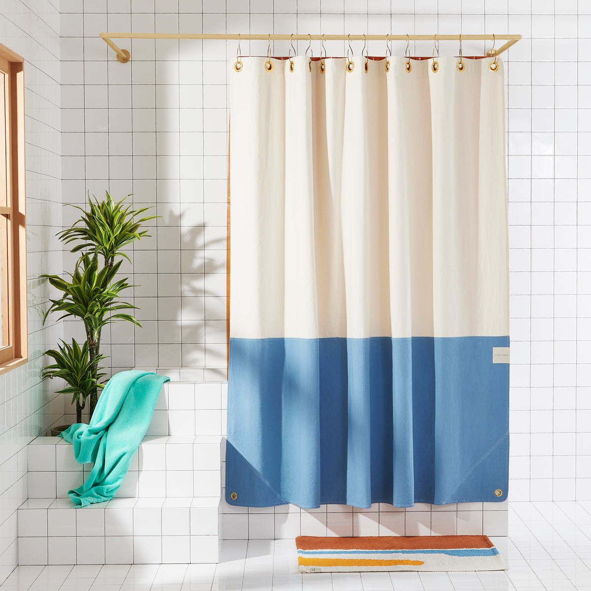 Orient Atlantic | Blue Canvas Shower Curtain | Quiet Town
