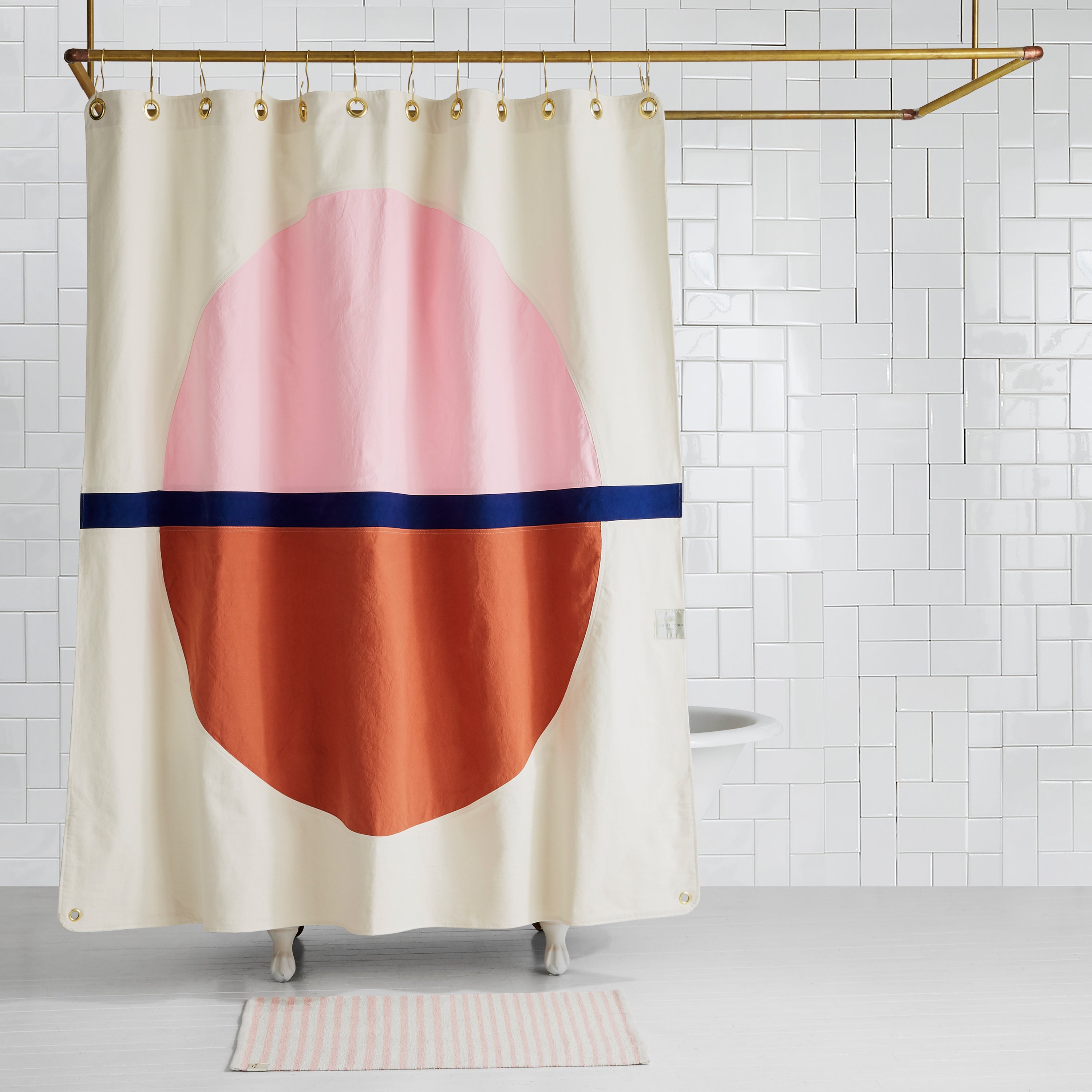 Arco Phlox | Pink Canvas Shower Curtain | Quiet Town