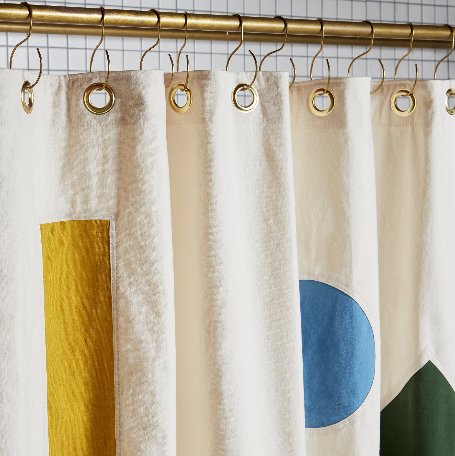 Beacon Pine ColorBlocked Canvas Shower Curtain Quiet Town