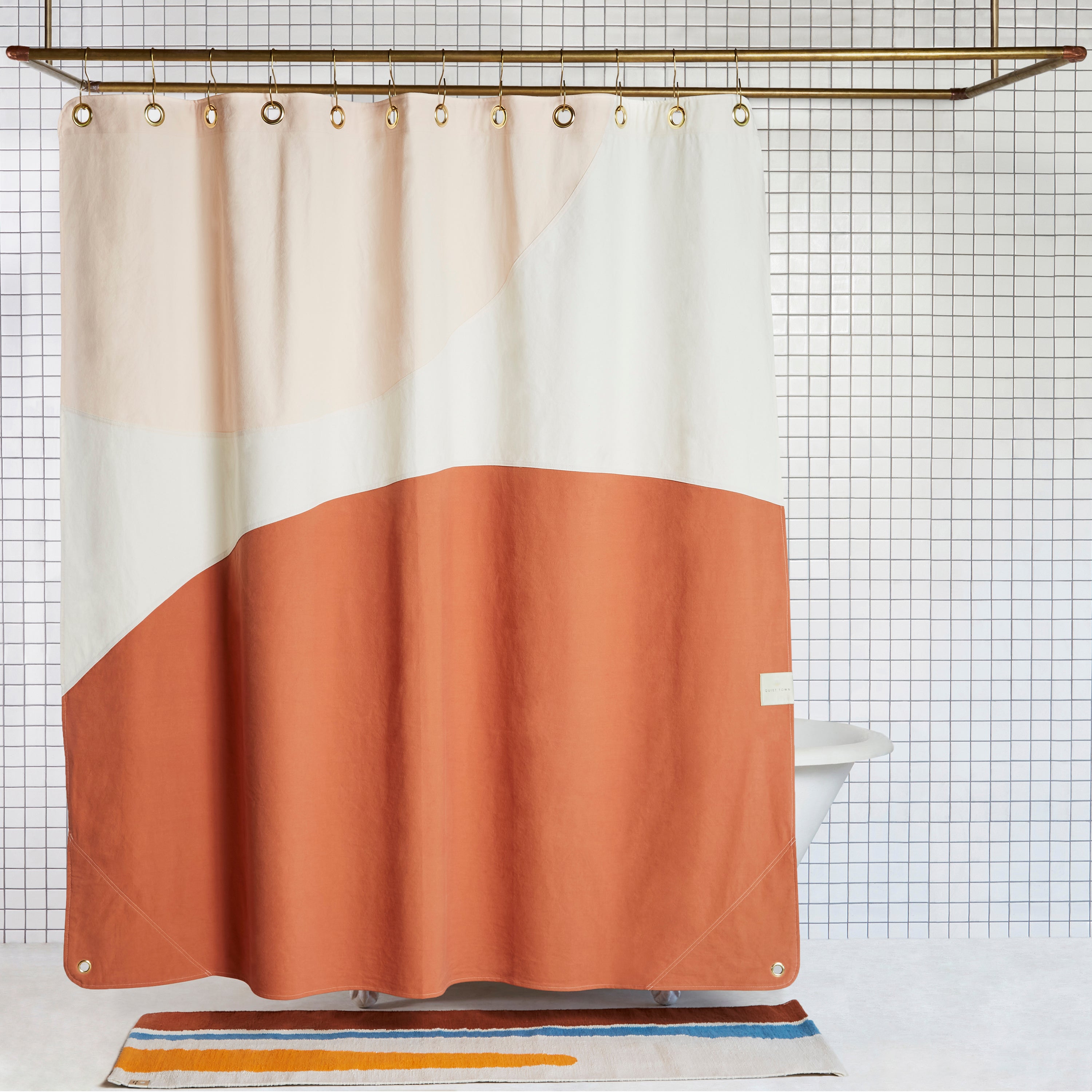 Half Moon Clay | Orange Shower Curtain | Quiet Town
