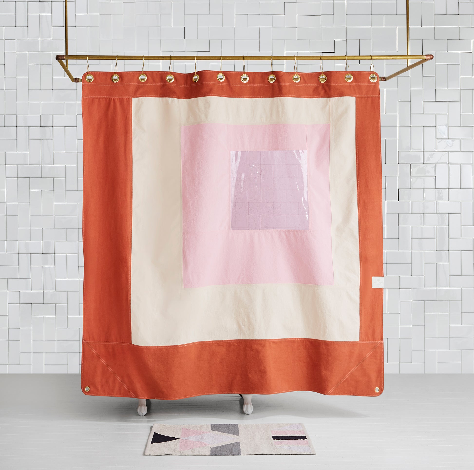 open photo of multicolor pink curtain with clear pink center