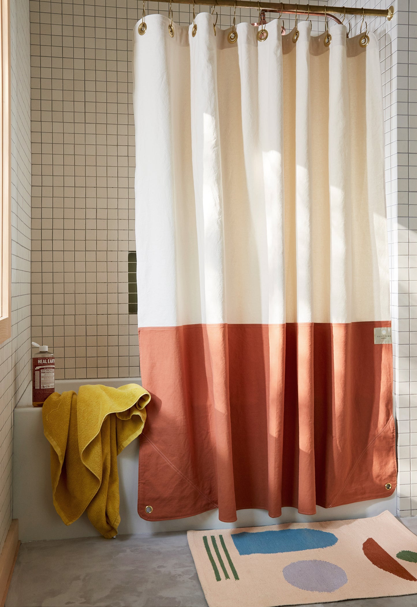 Orient Clay | Orange Canvas Shower Curtain | Quiet Town