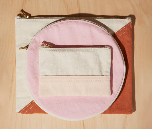 Re:Canvas "Threes" Pouch in Sunset stacked