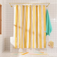 Catalina Canyon front view of curtain hanging in a bathroom.